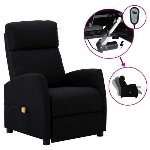 Electric Massage Reclining Chair Black Fabric