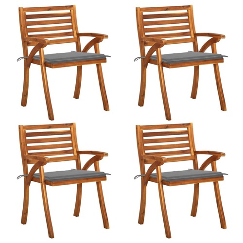 Garden Chairs with Cushions 4 pcs Solid Acacia Wood