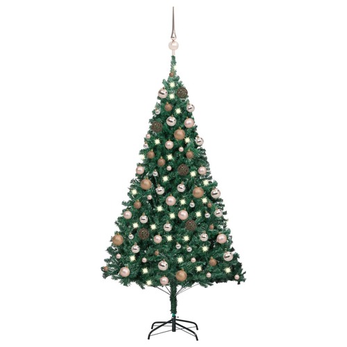 Artificial Christmas Tree with LEDs&Ball Set Green 180 cm PVC