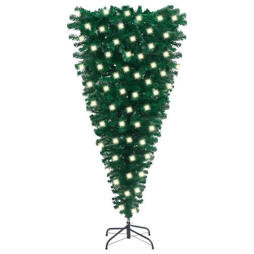 Upside-down Artificial Christmas Tree with LEDs 120 cm Green