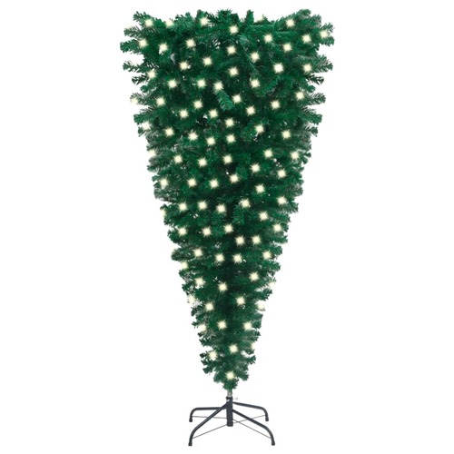 Upside-down Artificial Christmas Tree with LEDs 180 cm Green