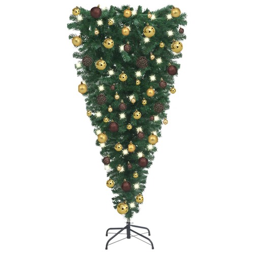 Upside-down Artificial Christmas Tree with LEDs&Ball Set 120 cm
