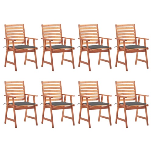 Outdoor Dining Chairs 8 pcs with Cushions Solid Acacia Wood