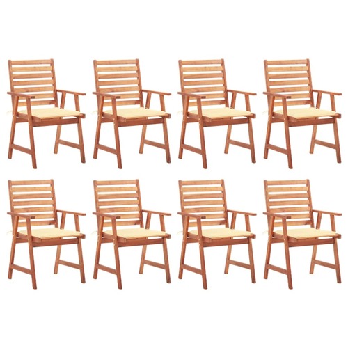 Outdoor Dining Chairs 8 pcs with Cushions Solid Acacia Wood