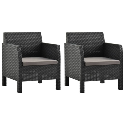 Garden Chairs with Cushions 2 pcs PP Rattan Anthracite
