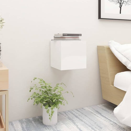 Bedside Cabinet High Gloss White 30.5x30x30 cm Chipboard