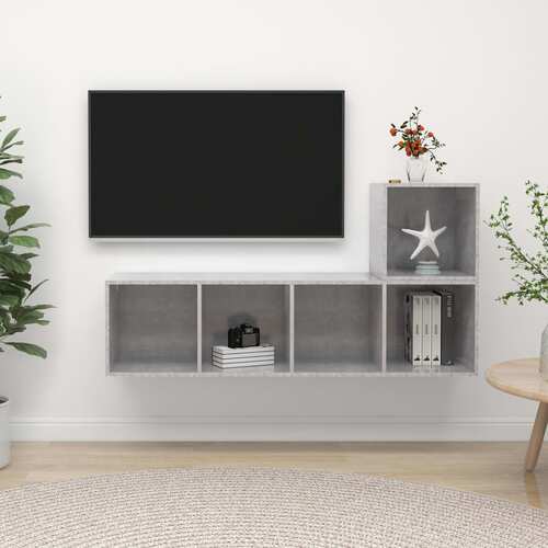 2 Piece TV Cabinet Set Concrete Grey Chipboard