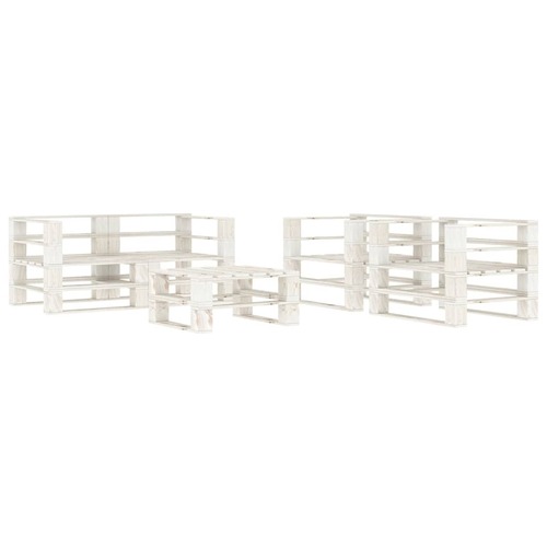 5 Piece Garden Pallet Lounge Set Solid Pinewood White
