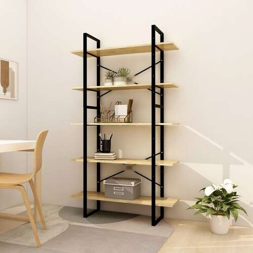 5-Tier Book Cabinet 100x30x175 cm Pinewood