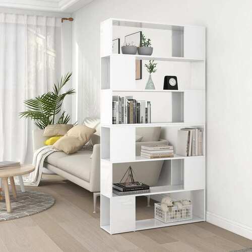Book Cabinet Room Divider High Gloss White 100x24x188 cm