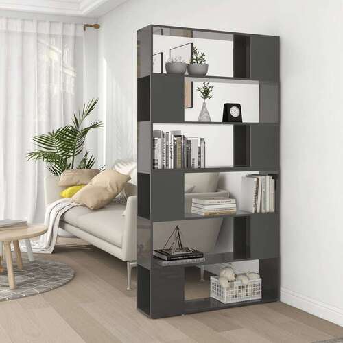Book Cabinet Room Divider High Gloss Grey 100x24x188 cm