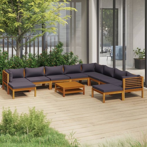 11 Piece Garden Lounge Set with Cushion Solid Acacia Wood