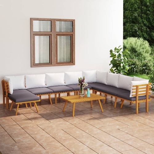 9 Piece Garden Lounge Set with Cushions Solid Acacia Wood