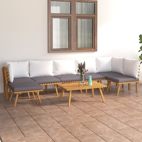 8 Piece Garden Lounge Set with Cushions Solid Acacia Wood