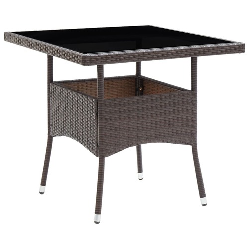 Garden Dining Table Brown Poly Rattan