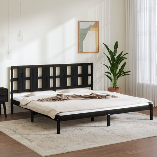 Bed Frame Black Solid Wood 180x200 cm 6FT Super King
