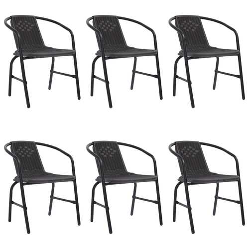 Garden Chairs 6 pcs Plastic Rattan and Steel 110 kg