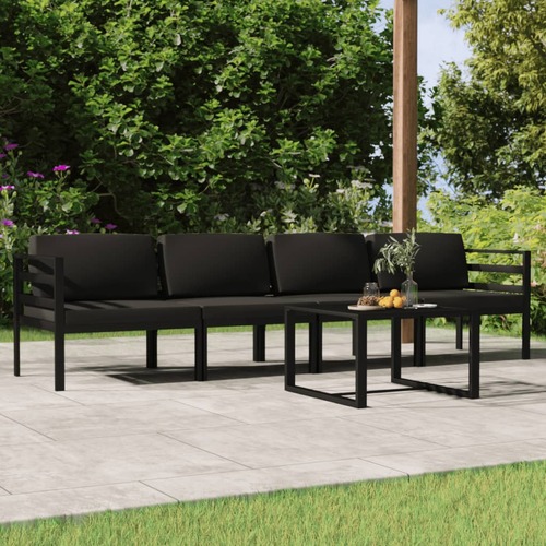 5 Piece Garden Lounge Set with Cushions Aluminium Anthracite
