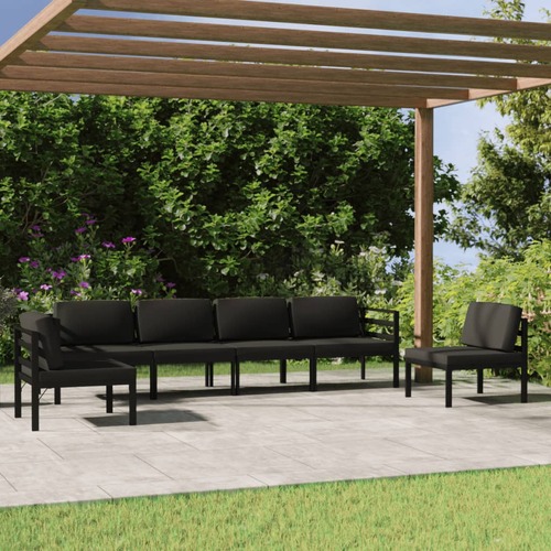 6 Piece Garden Lounge Set with Cushions Aluminium Anthracite