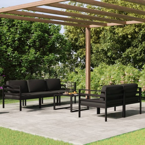 6 Piece Garden Lounge Set with Cushions Aluminium Anthracite