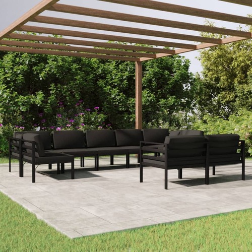 9 Piece Garden Lounge Set with Cushions Aluminium Anthracite
