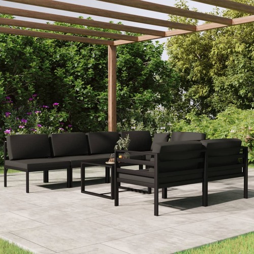 8 Piece Garden Lounge Set with Cushions Aluminium Anthracite