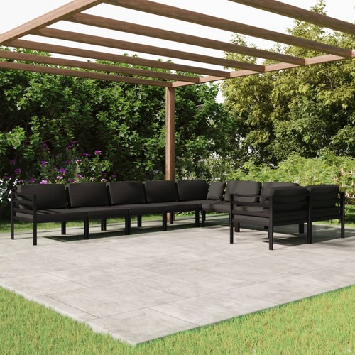 9 Piece Garden Lounge Set with Cushions Aluminium Anthracite