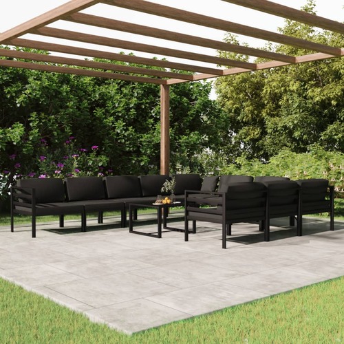 11 Piece Garden Lounge Set with Cushions Aluminium Anthracite