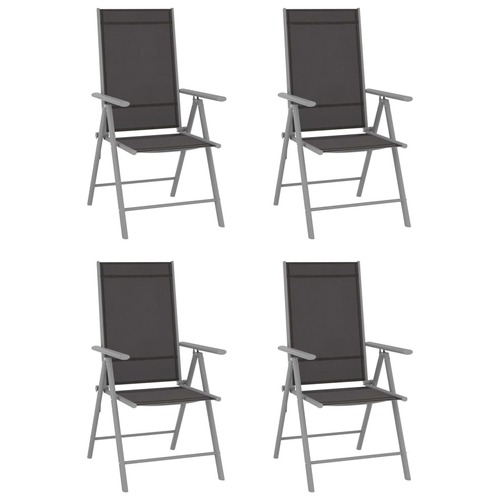 vidaXL Folding Garden Chairs 4 pcs Textilene Black