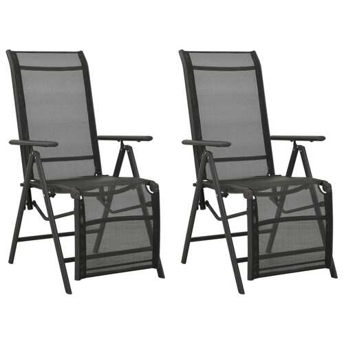 Reclining Garden Chairs 2pcs Textilene and Aluminium Anthracite