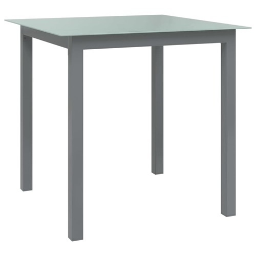 vidaXL Garden Table Light Grey 80x80x74 cm Aluminium and Glass