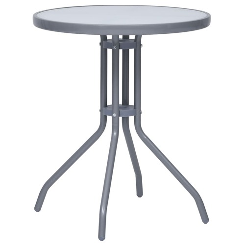 vidaXL Garden Table Light Grey 60 cm Steel and Glass