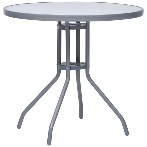 vidaXL Garden Table Light Grey 80 cm Steel and Glass