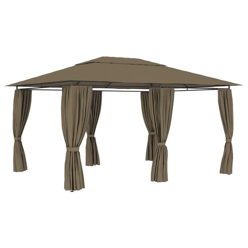Garden Marquee with Curtains 4x3 m Taupe 180 g/m²