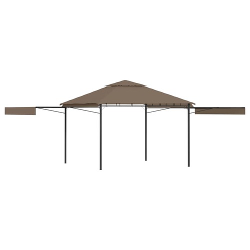 Gazebo with Double Extending Roofs 3x3x2.75 m Taupe 180g/m?