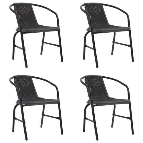 vidaXL Garden Chairs 4 pcs Plastic Rattan and Steel 110 kg