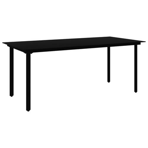 Garden Dining Table Black 190x90x74 cm Steel and Glass