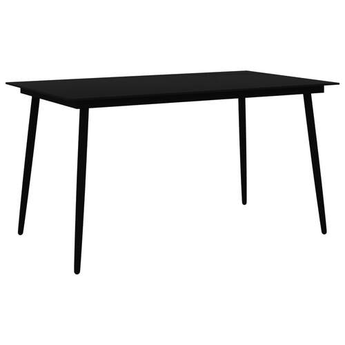 Garden Dining Table Black 150x90x74 cm Steel and Glass