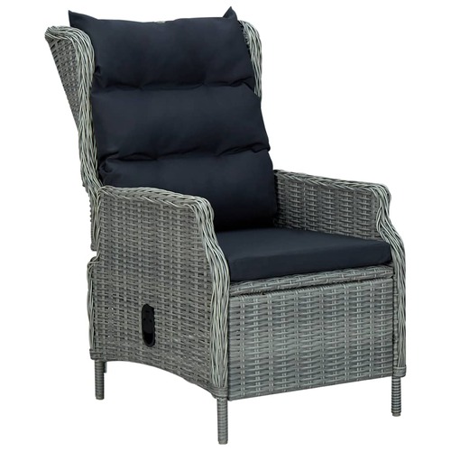 Reclining Garden Chair with Cushions Poly Rattan Light Grey