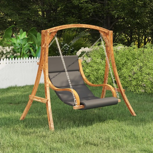 Swing Chair with Cushion Solid Spruce Wood with Teak Finish
