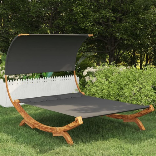 Hammock with Canopy 165x210x155cm Solid Spruce Wood Anthracite