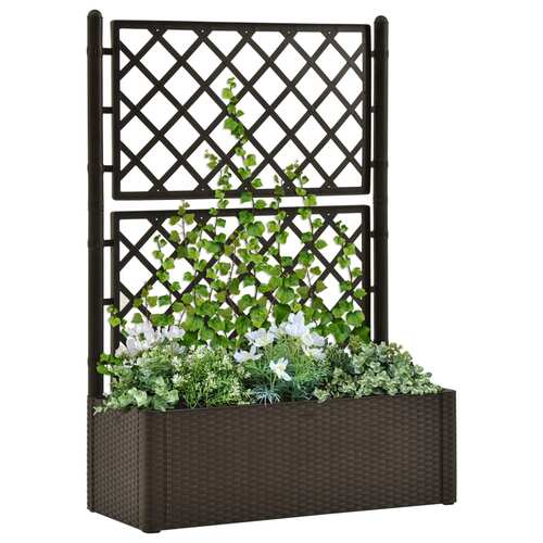 Garden Raised Bed with Trellis and Self Watering System Mocha
