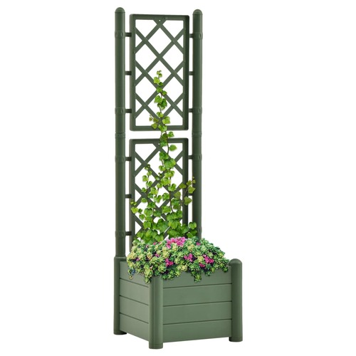 Garden Planter with Trellis 43x43x142 cm PP Green