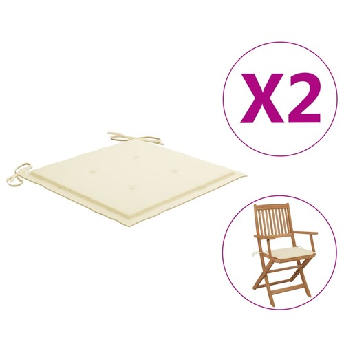 Garden Chair Cushions 2 pcs Cream 40x40x4 cm Fabric