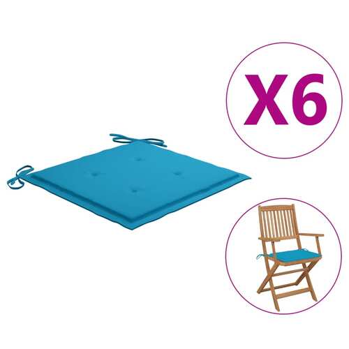 Garden Chair Cushions 6 pcs Blue 40x40x4 cm Fabric
