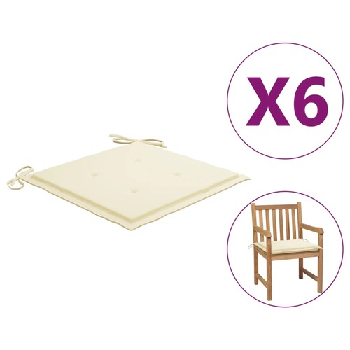 Garden Chair Cushions 6 pcs Cream 50x50x4 cm Fabric