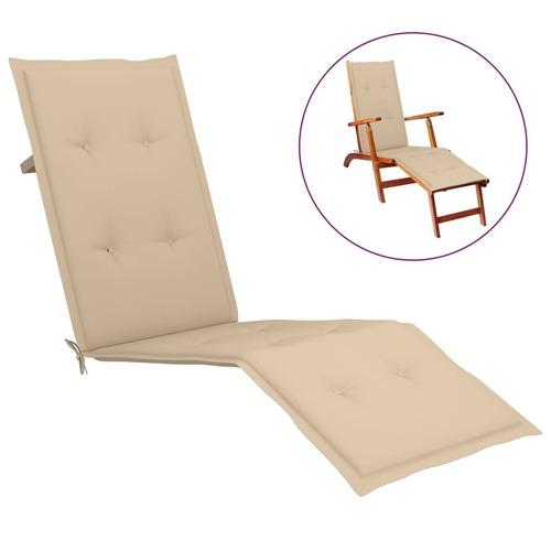 Deck Chair Cushion Beige (75+105)x50x4 cm