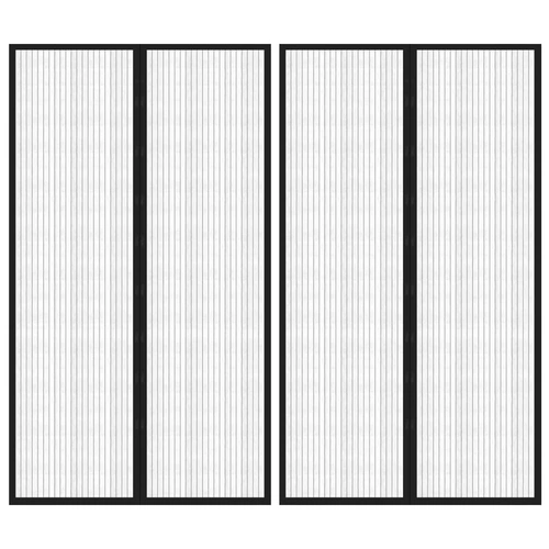 Insect Door Curtains 2 pcs with Magnet Blocks Black 200x80 cm