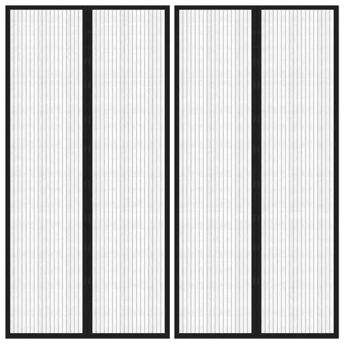 Insect Door Curtains 2 pcs with Magnet Blocks Black 220x100 cm