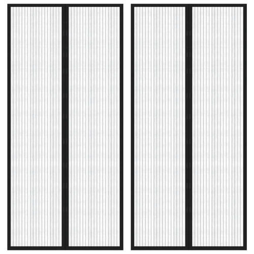 Insect Door Curtains 2 pcs with Magnet Blocks Black 220x110 cm